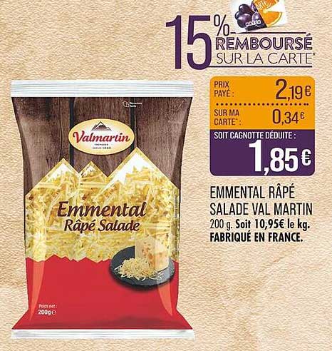 Emmental Râpé Salade Val Martin