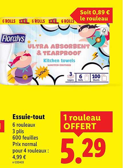Essuie-tout 6 rouleaux