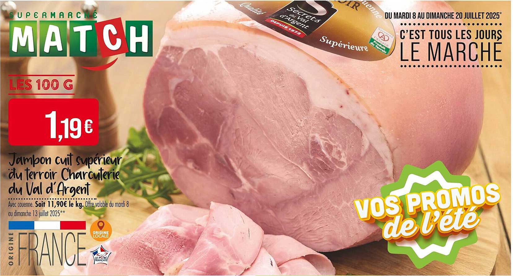Jambon cuit supérieur du terroir Charcuterie du Val d'Argent