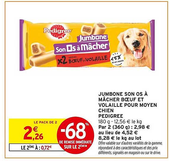 JUMBONE SON OS À MÂCHER BŒUF ET VOLAILLE POUR MOYEN CHIEN