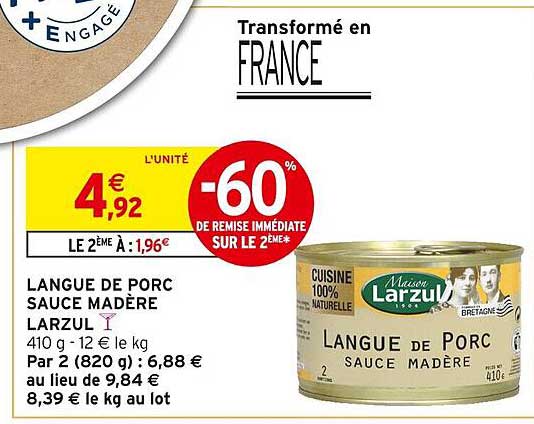 LANGUE DE PORC SAUCE MADÈRE LARZUL