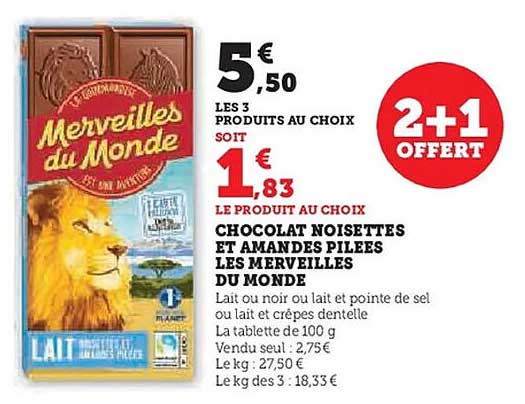 Les 3 produits au choix soit 1,83 €
