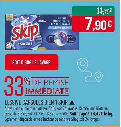 LESSIVE CAPSULES 3 EN 1 SKIP
