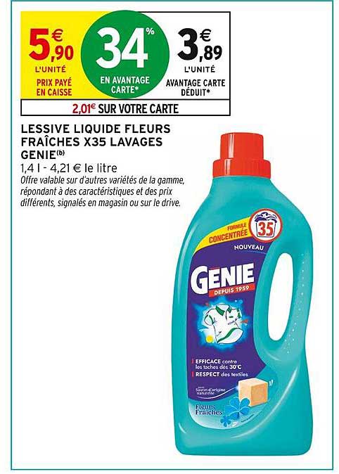 LESSIVE LIQUIDE FLEURS FRAÎCHES X35 LAVAGES GENIE