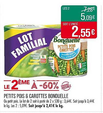 LOT FAMILIAL PETITS POIS & CAROTTES BONDUELLE