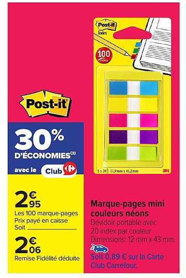 Marque-pages mini couleurs néons