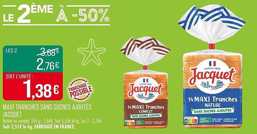 MAXI TRANCHES SANS SUCRES AJOUTÉS JACQUET