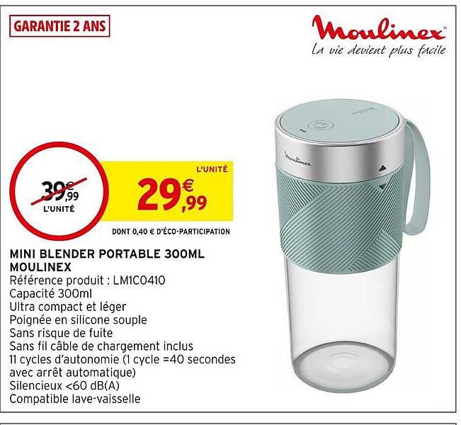 MINI BLENDER PORTABLE 300ML MOULINEX