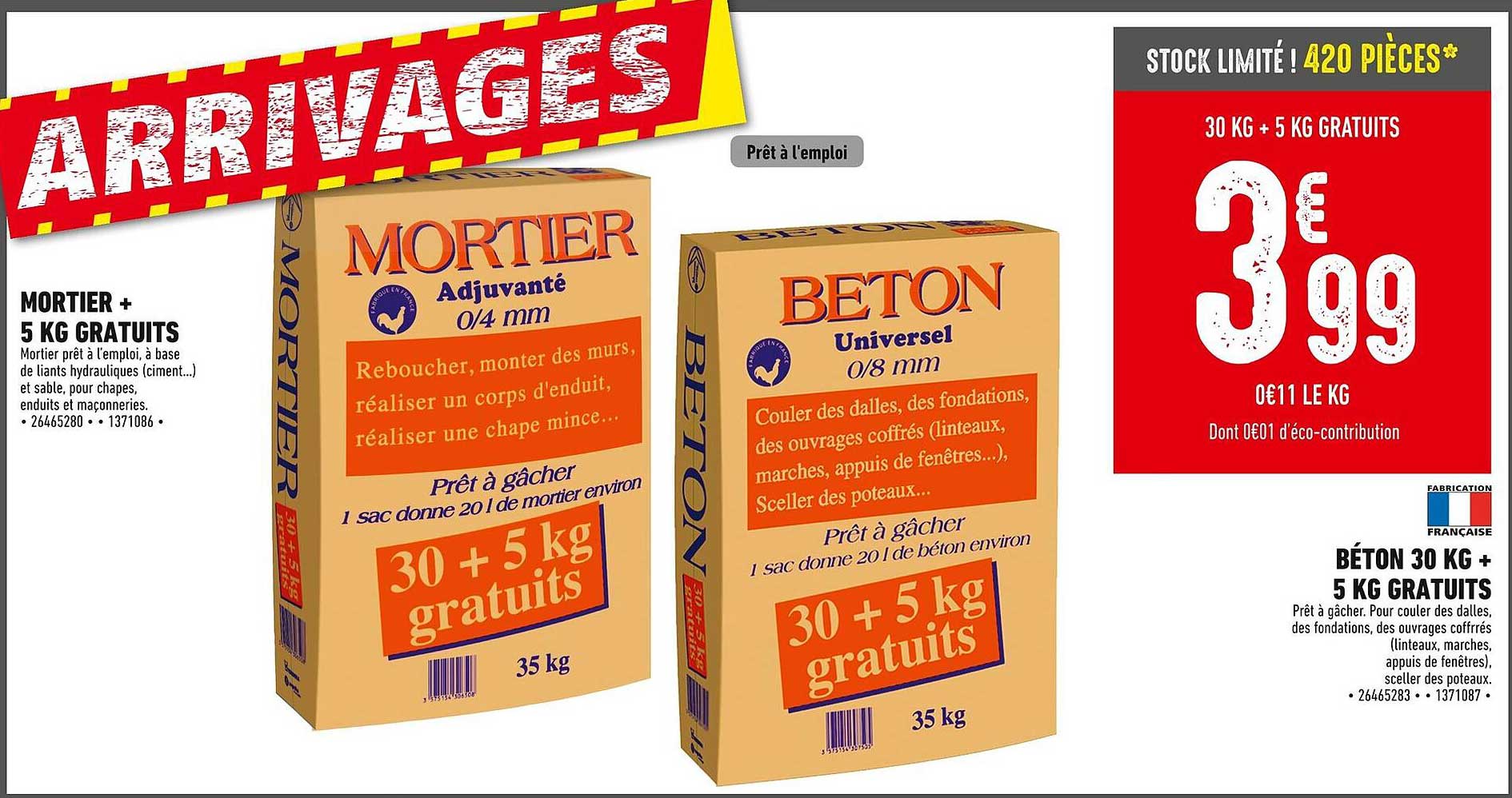 Mortier + 5 kg GRATUITS