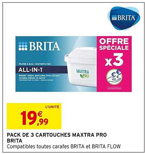 PACK DE 3 CARTOUCHES MAXTRA PRO BRITA