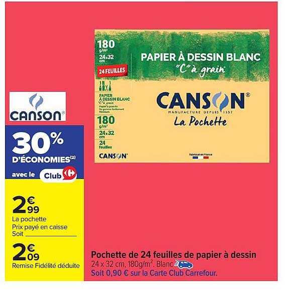 Papier à dessin blanc "C" à grain La Pochette