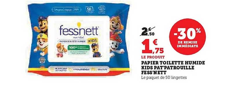 PAPIER TOILETTE HUMIDE KIDS PAT'PATROUILLE FESS'N'Ett