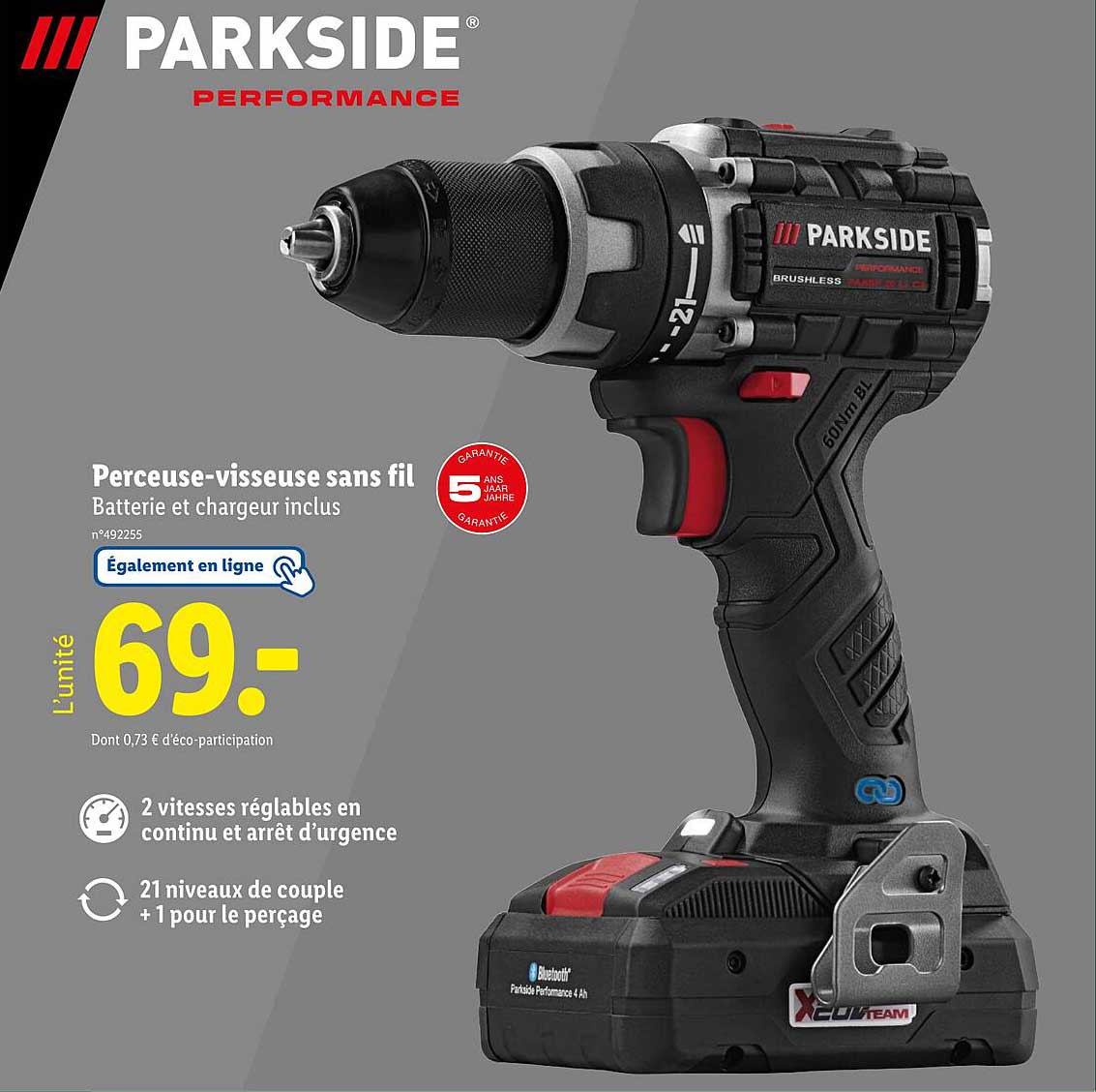 Perceuse-visseuse sans fil Batterie et chargeur inclus