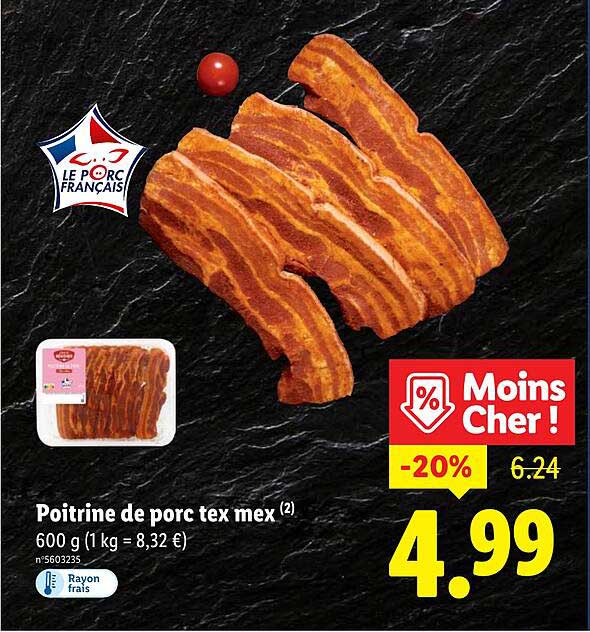 Poitrine de porc tex mex