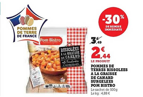 Pommes de terre rissolées à la graisse de canard surgelées Pom Bistro