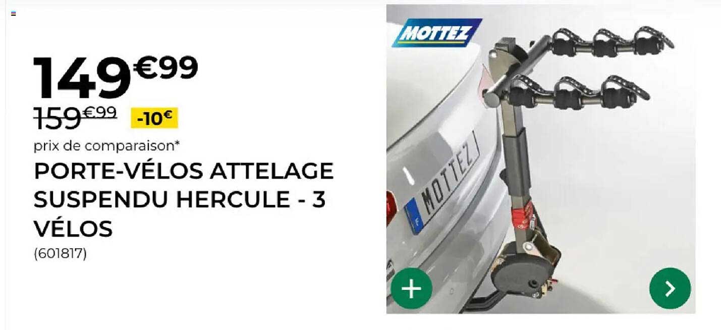 PORTE-VÉLOS ATTELAGE SUSPENDU HERCULE - 3 VÉLOS