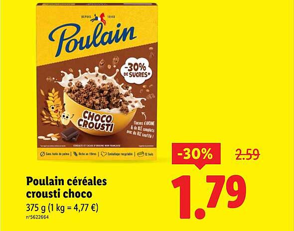 PouLAIN CÉRÉALES CROUSTI CHOCO 375 g