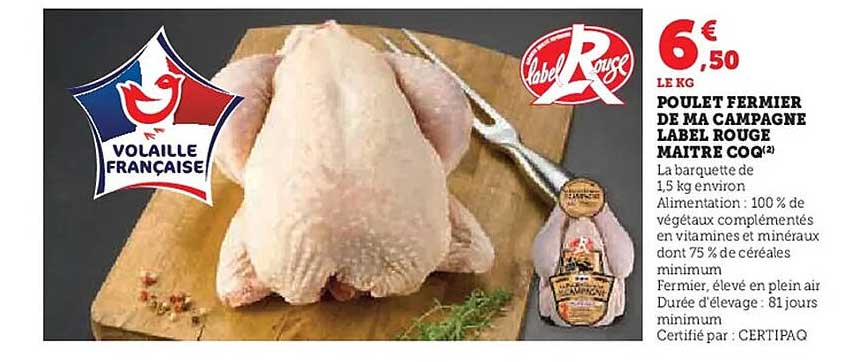POULET FERMIER DE MA CAMPAGNE LABEL ROUGE MAITRE COQ
