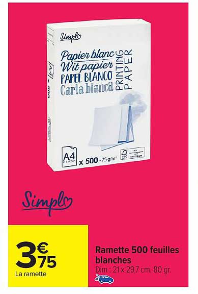 Ramette 500 feuilles blanches
