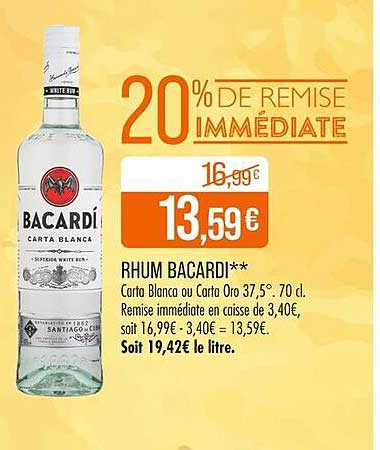Rhum Bacardi - 20% de remise immédiate