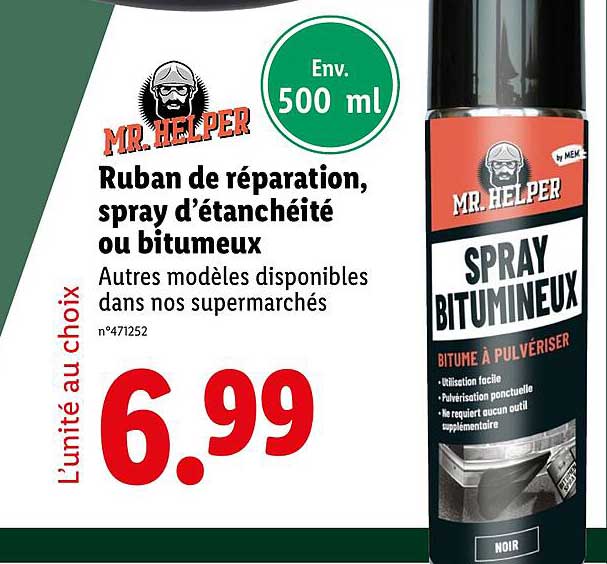 Ruban de réparation, spray d’étanchéité ou bitumeux