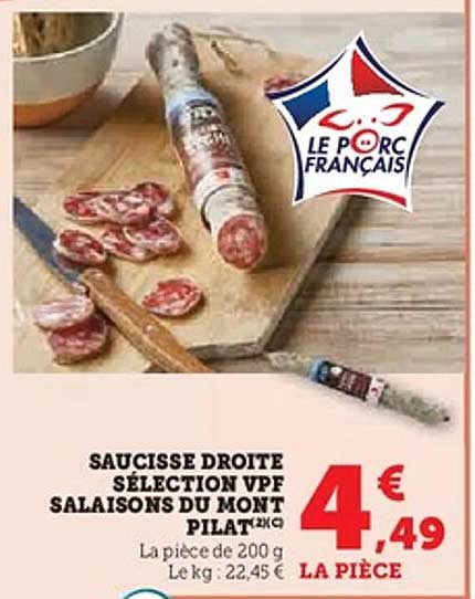 SAUCISSE DROITE SÉLECTION VPF SALAISONS DU MONT PILAT