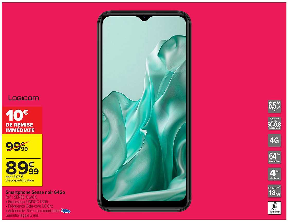 Smartphone Sense noir 64Go