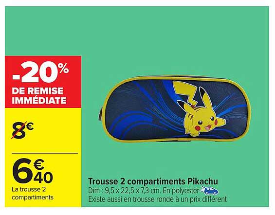 Trousse 2 compartiments Pikachu
