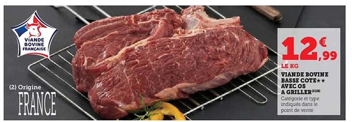 VIANDE BOVINE BASSE CÔTE AVEC OS À GRILLER