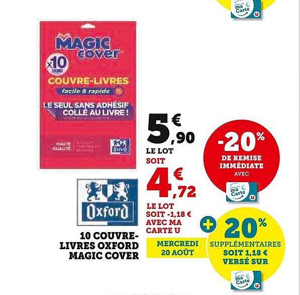 10 COUVRE-LIVRES OXFORD MAGIC COVER