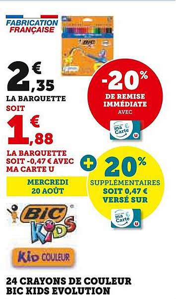 24 CRAYONS DE COULEUR BIC KIDS EVOLUTION