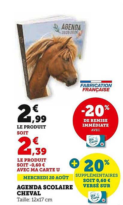 AGENDA SCOLAIRE CHEVAL