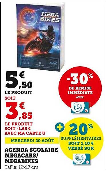AGENDA SCOLAIRE MEGACARS/MEGABIKE