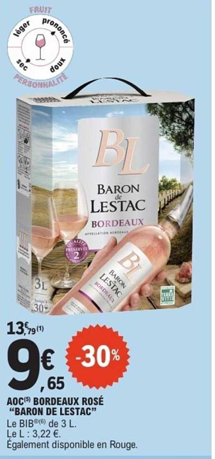 AOC(5) BORDEAUX ROSÉ "BARON DE LESTAC"