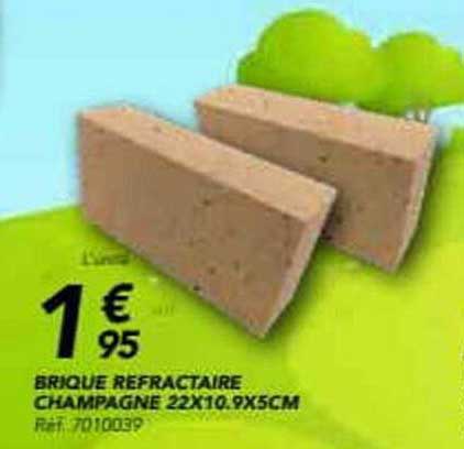 BRIQUE RÉFRACTAIRE CHAMPAGNE 22X10.9X5CM