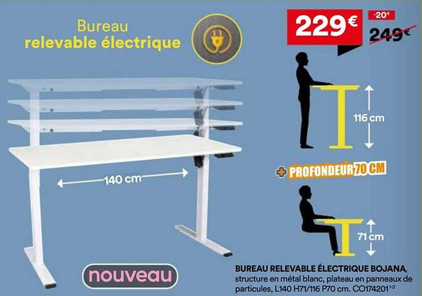 Bureau relevable électrique