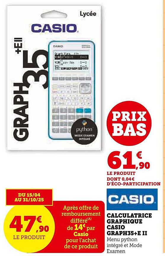 CALCULATRICE GRAPHIQUE CASIO GRAPH35+E II