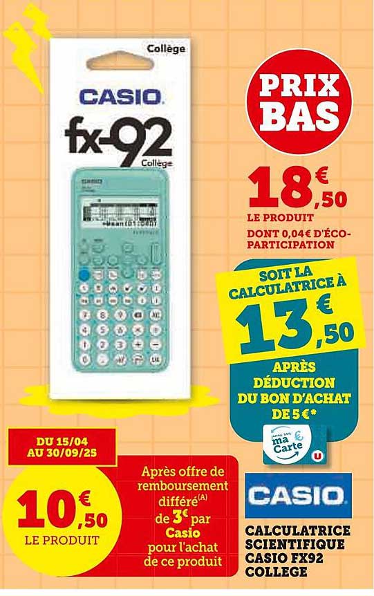 CALCULATRICE SCIENTIFIQUE CASIO FX92 COLLEGE