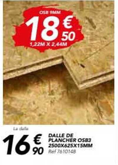 DALLE DE PLANCHER OSB3 2500X625X15MM