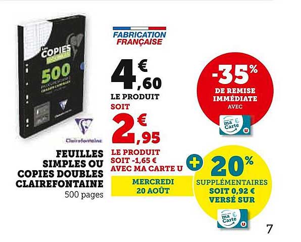 FEUILLES SIMPLES OU COPIES DOUBLES CLAIREFONTAINE