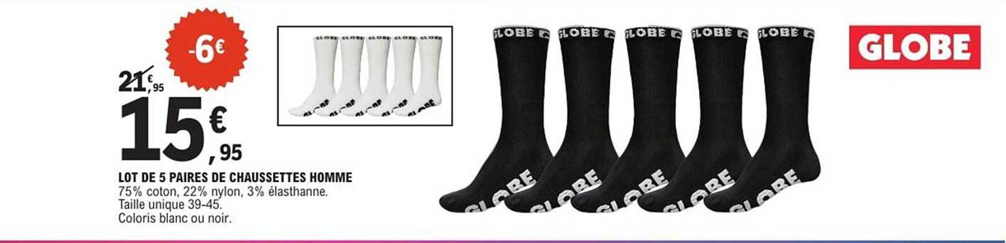 LOT DE 5 PAIRES DE CHAUSSETTES HOMME
