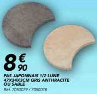 PAS JAPONNAIS 1/2 LUNE 47X34X3CM GRIS ANTHRACITE OU SABLE