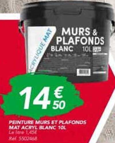 PEINTURE MURS ET PLAFONDS MAT ACRYL BLANC 10L