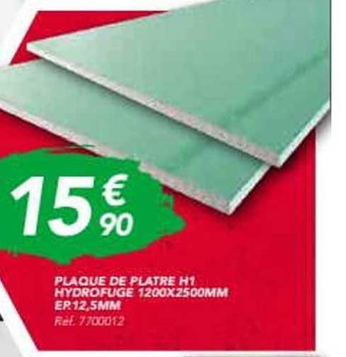 PLAQUE DE PLATRE H1 HYDROFUGE 1200X2500MM EP12,5MM