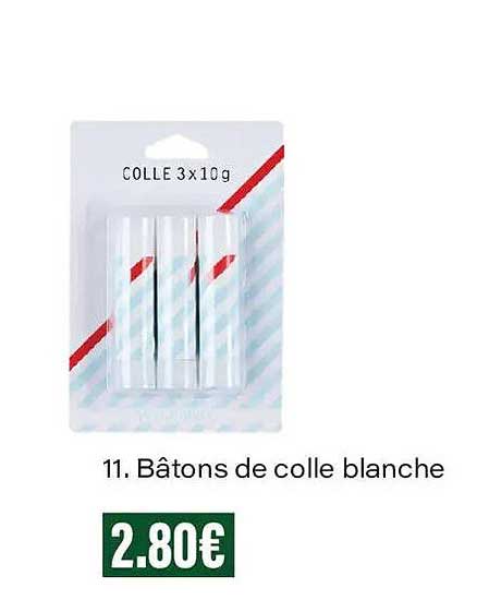 11. Bâtons de colle blanche