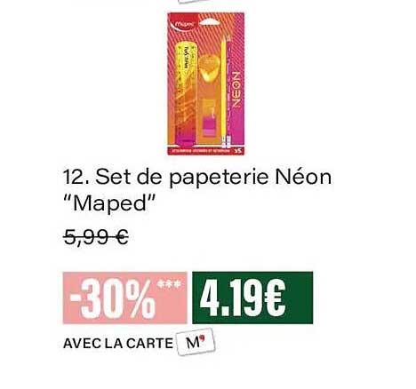 12. Set de papeterie Néon “Maped”