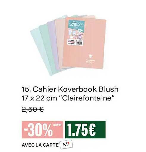 15. Cahier Koverbook Blush 17 x 22 cm “Clairefontaine”