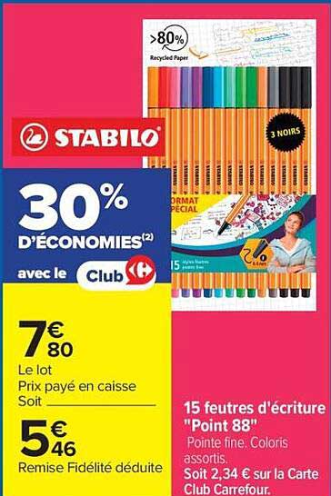15 feutres d'écriture "Point 88"