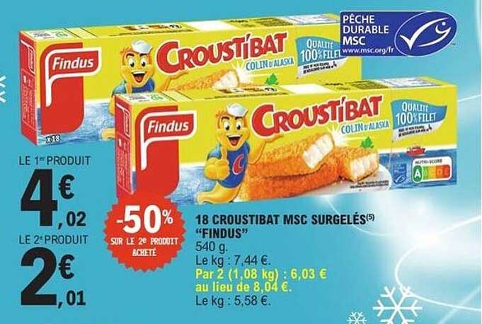 18 Croustibat MSC surgelés « Findus » 540 g