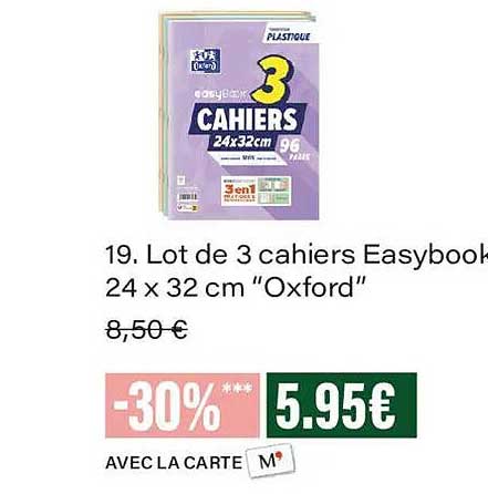 19. Lot de 3 cahiers Easybook 24 x 32 cm “Oxford”